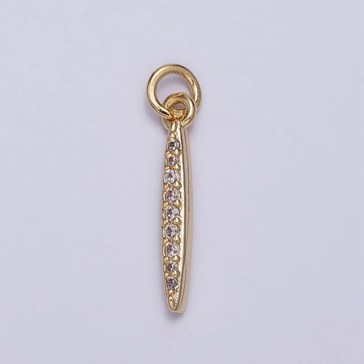 16K Gold Filled Mini Oblong Linear Bar Micro Paved CZ Add-On Charm | AC1160
