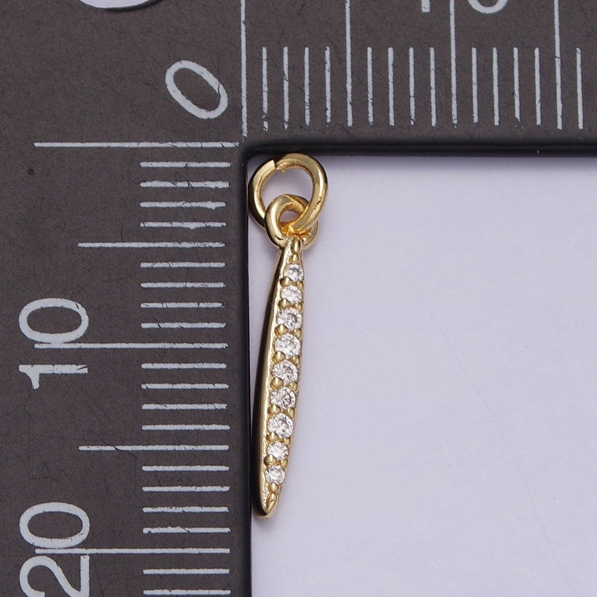 16K Gold Filled Mini Oblong Linear Bar Micro Paved CZ Add-On Charm | AC1160