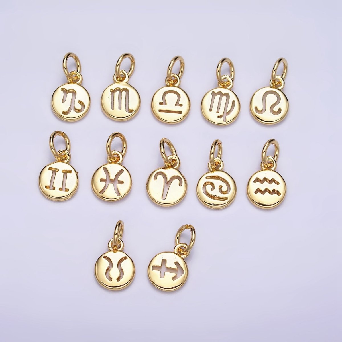 16K Gold Filled Mini Zodiac Horoscope Sign Personalized Add-On Open Round Charm | A-A1415-A-A1420