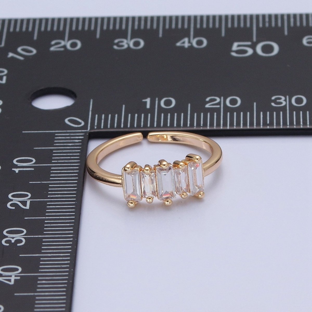 16K Gold Filled Minimalist Gold Baguette Stone Ring | O-739