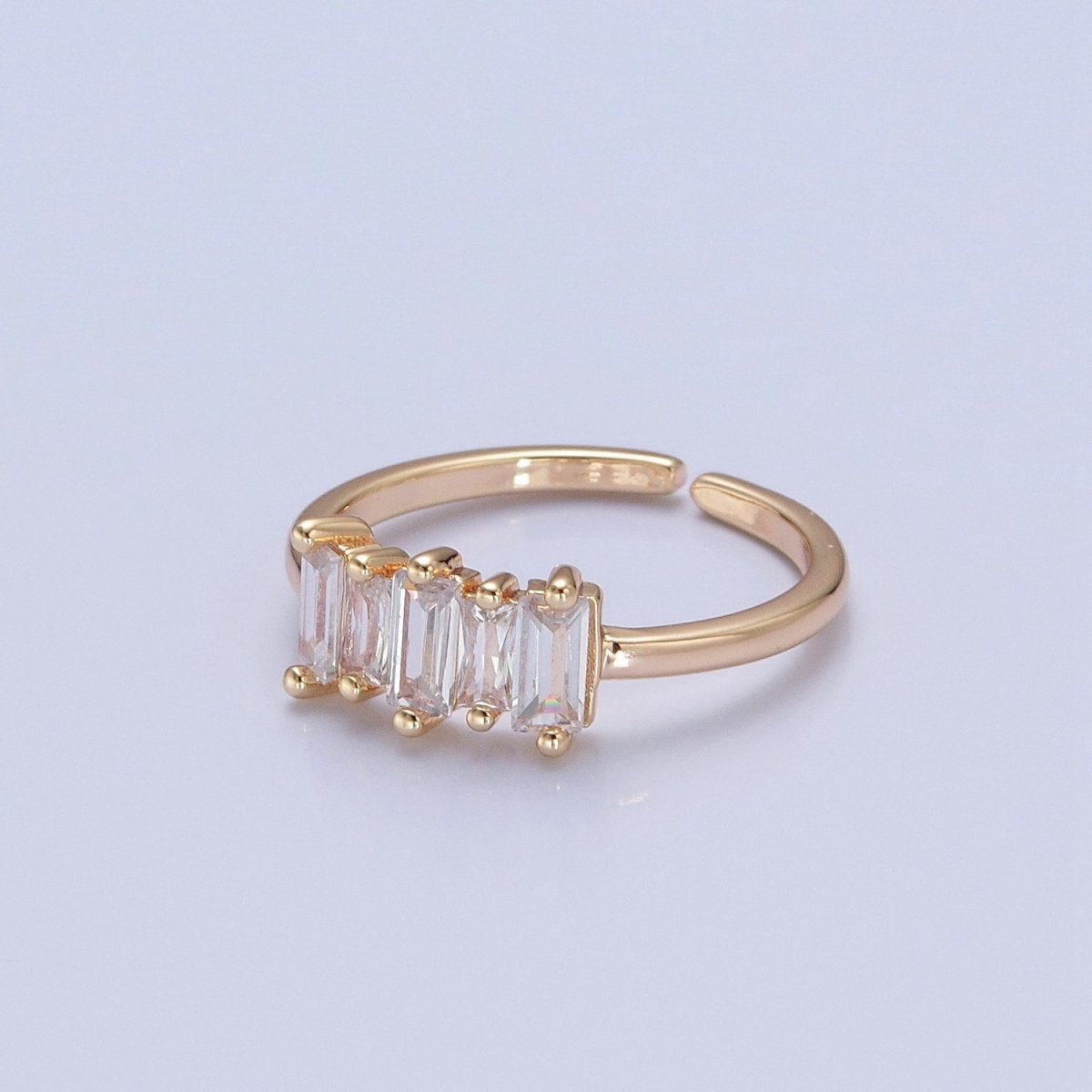 16K Gold Filled Minimalist Gold Baguette Stone Ring | O-739