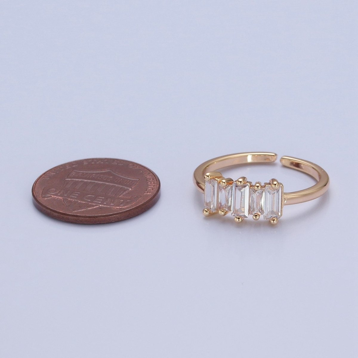16K Gold Filled Minimalist Gold Baguette Stone Ring | O-739