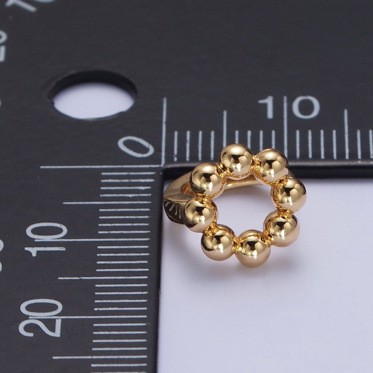 16K Gold Filled Minimalist Round Beaded Bubble Ball Huggie Hoop Earrings | AD-501