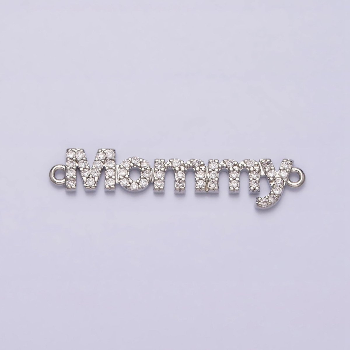 16K Gold Filled Mommy Script Micro Paved CZ Connector in Gold & Silver mama mother day gift | Y-920-Gold