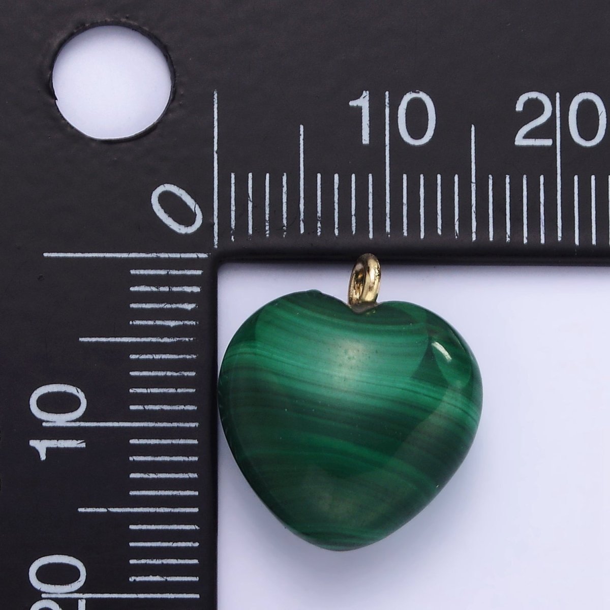 16K Gold Filled Natural Green Malachite Natural Gemstone Heart Charm | AC1368
