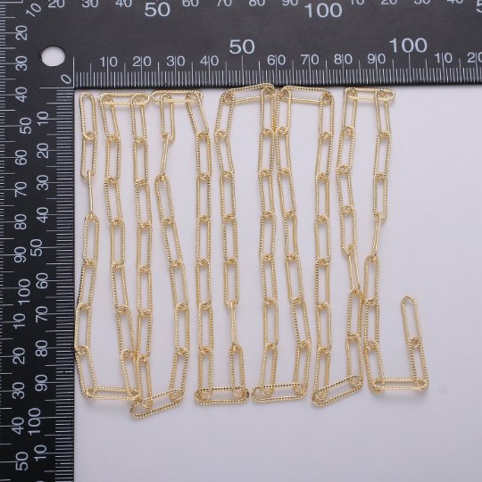16K Gold Filled PAPER CLIP Chain for Necklace Bracelet Anklet Component Supply by Yard | ROLL-284