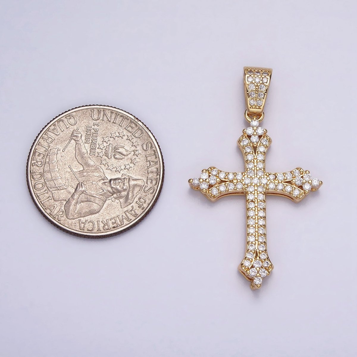 16K Gold Filled Passion Cross Religious Micro Paved CZ Pendant in Gold & Silver | AA-375 AA-376