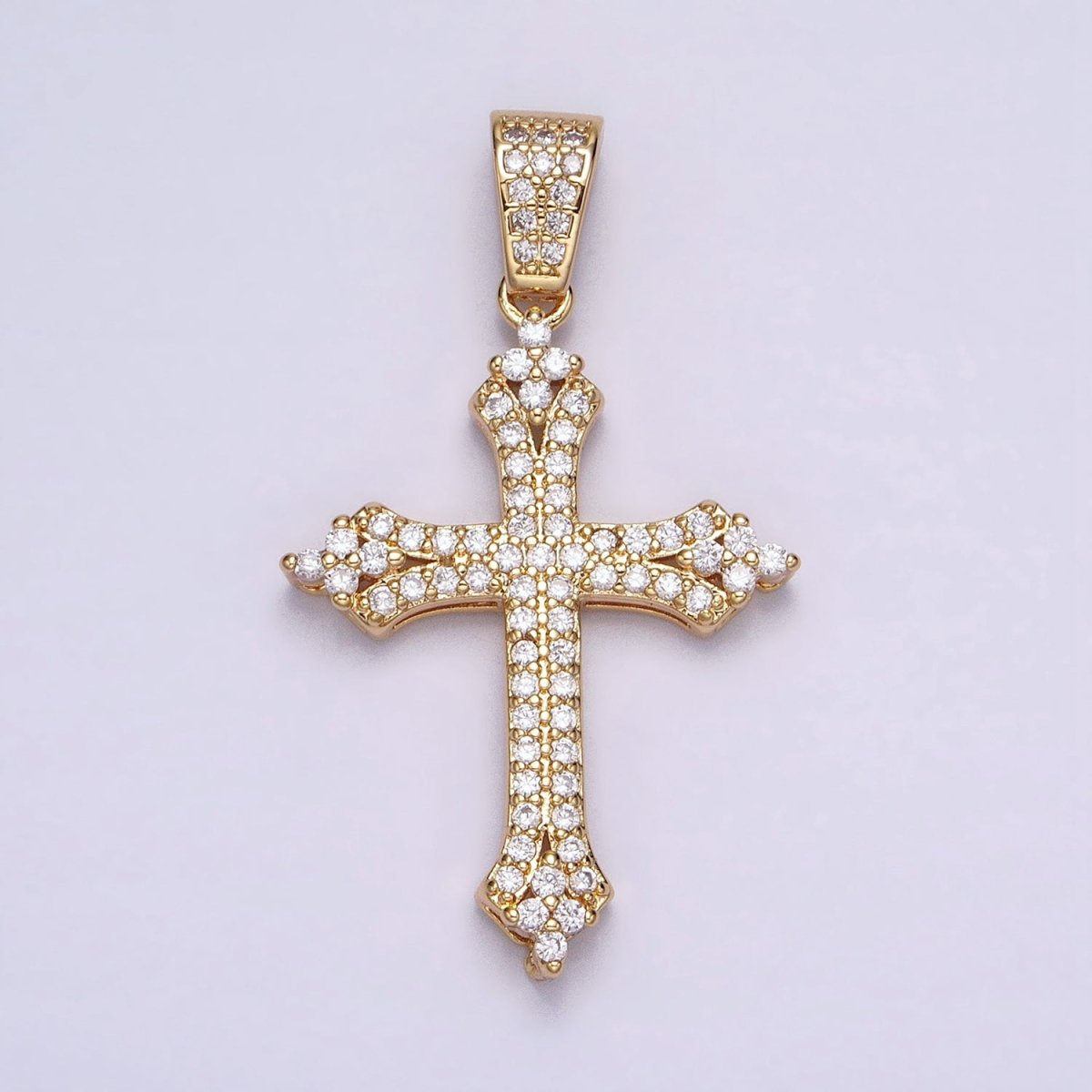 16K Gold Filled Passion Cross Religious Micro Paved CZ Pendant in Gold & Silver | AA-375 AA-376