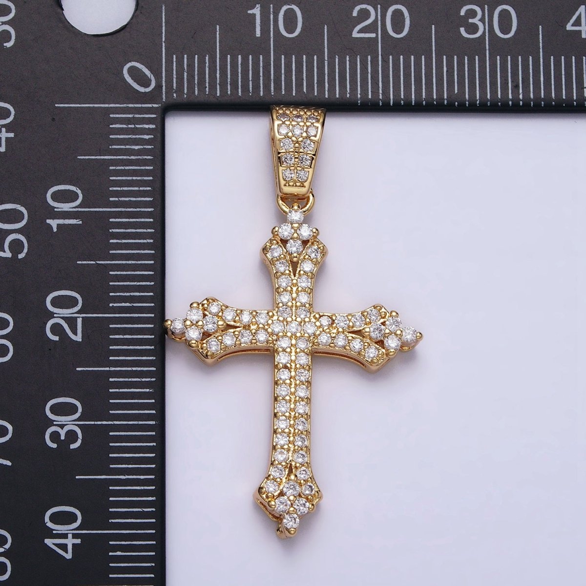 16K Gold Filled Passion Cross Religious Micro Paved CZ Pendant in Gold & Silver | AA-375 AA-376