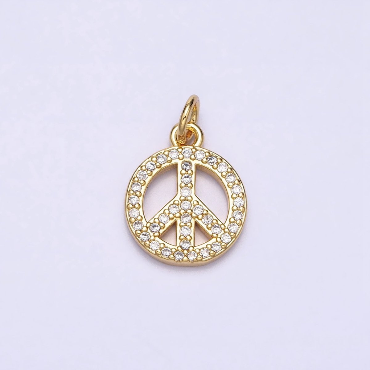 16K Gold Filled Peace Sign Symbol Micro Paved CZ Add-On Charm | AC-1325