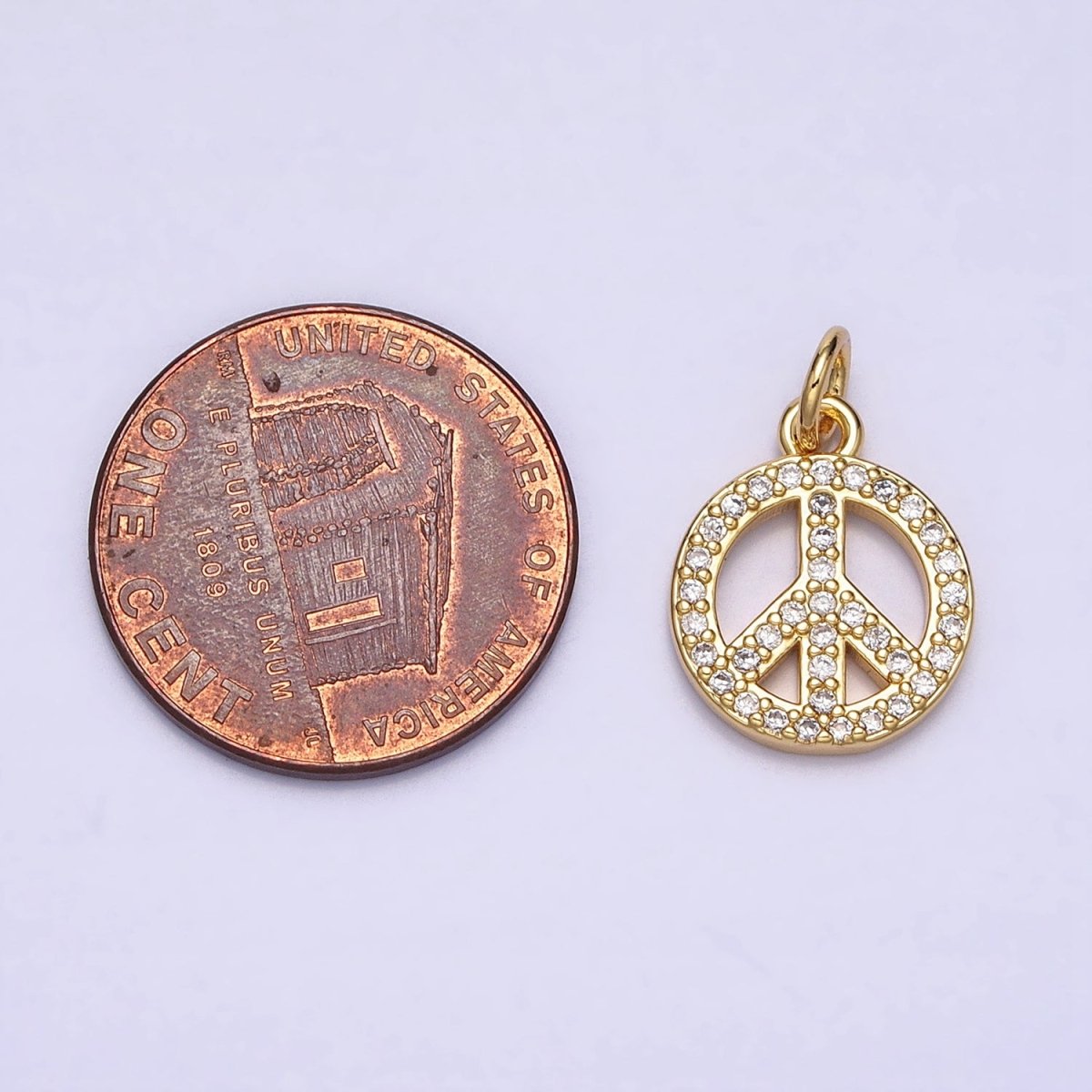 16K Gold Filled Peace Sign Symbol Micro Paved CZ Add-On Charm | AC-1325