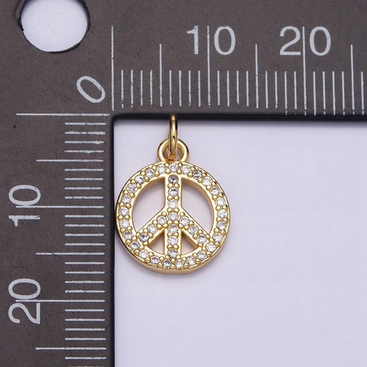 16K Gold Filled Peace Sign Symbol Micro Paved CZ Add-On Charm | AC-1325