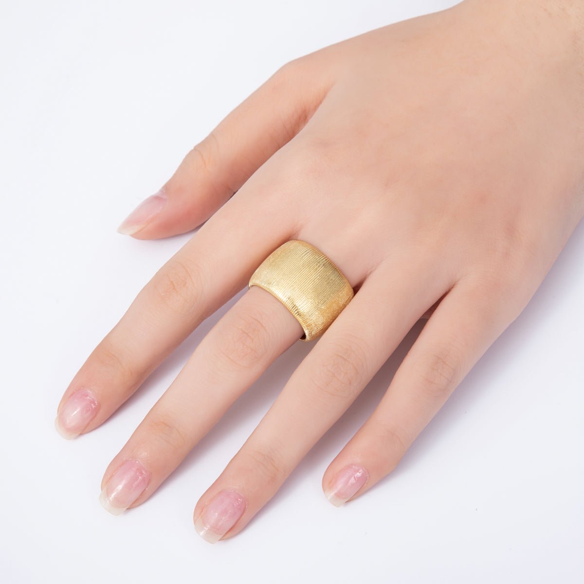16K Gold Filled Ribbed Textured Wide Band Ring in Gold & Silver | Rings-00011  Rings-00012