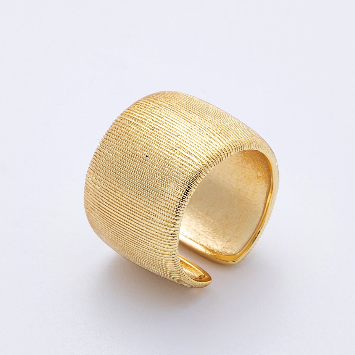 16K Gold Filled Ribbed Textured Wide Band Ring in Gold & Silver | Rings-00011  Rings-00012