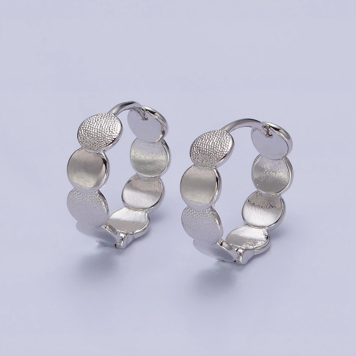16K Gold Filled Round Textured Lined 15mm Wide Huggie Earrings in Gold & Silver | AB1465 AB1466