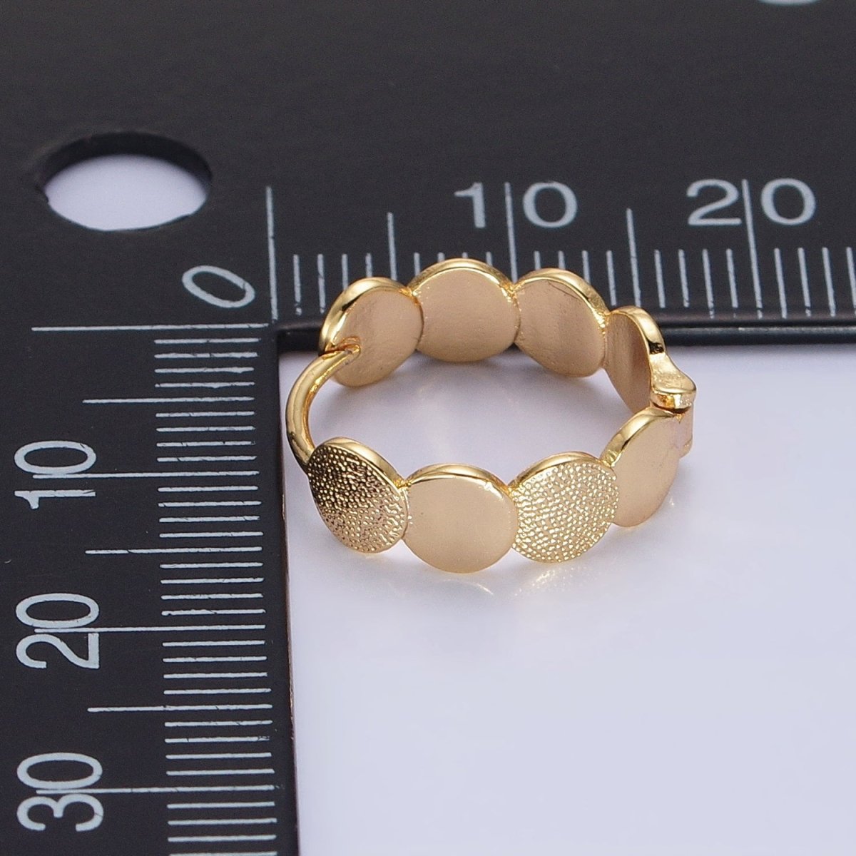 16K Gold Filled Round Textured Lined 15mm Wide Huggie Earrings in Gold & Silver | AB1465 AB1466