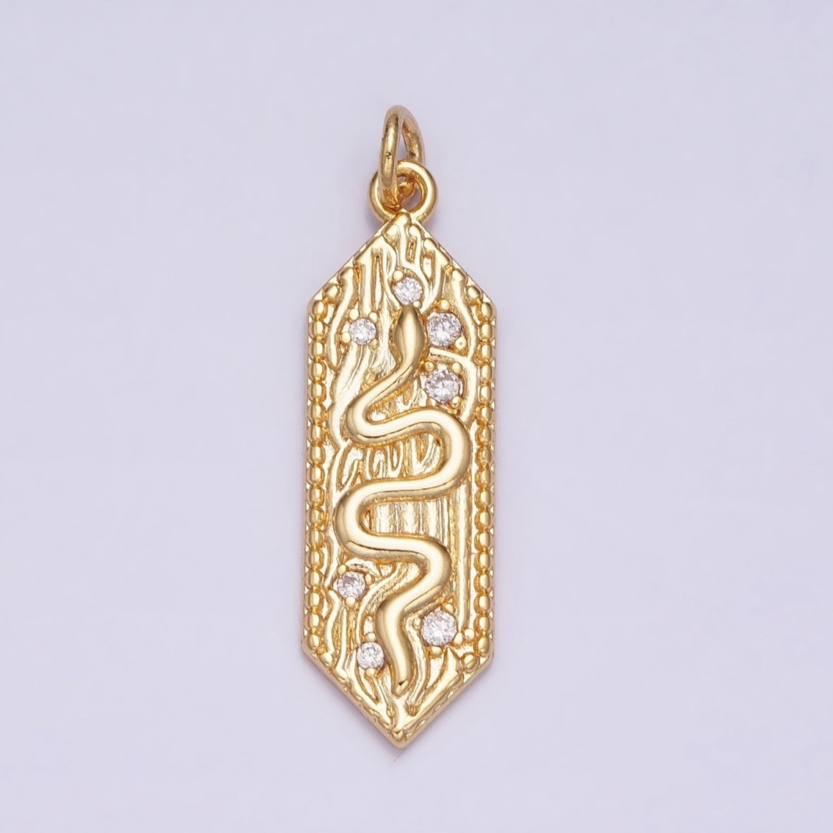 16K Gold Filled Serpent Snake Wood Tree Textured Nature Charm | AC1162
