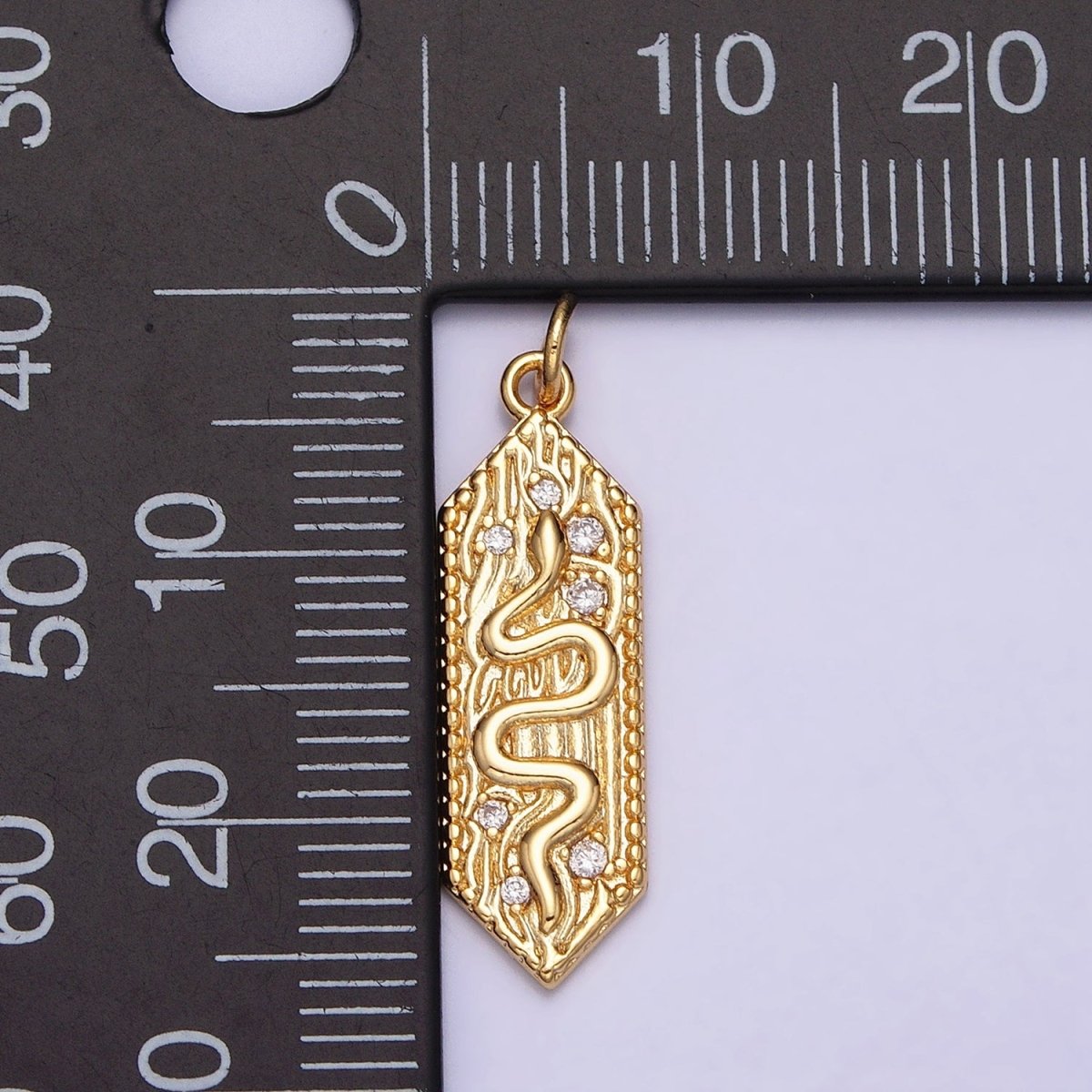 16K Gold Filled Serpent Snake Wood Tree Textured Nature Charm | AC1162