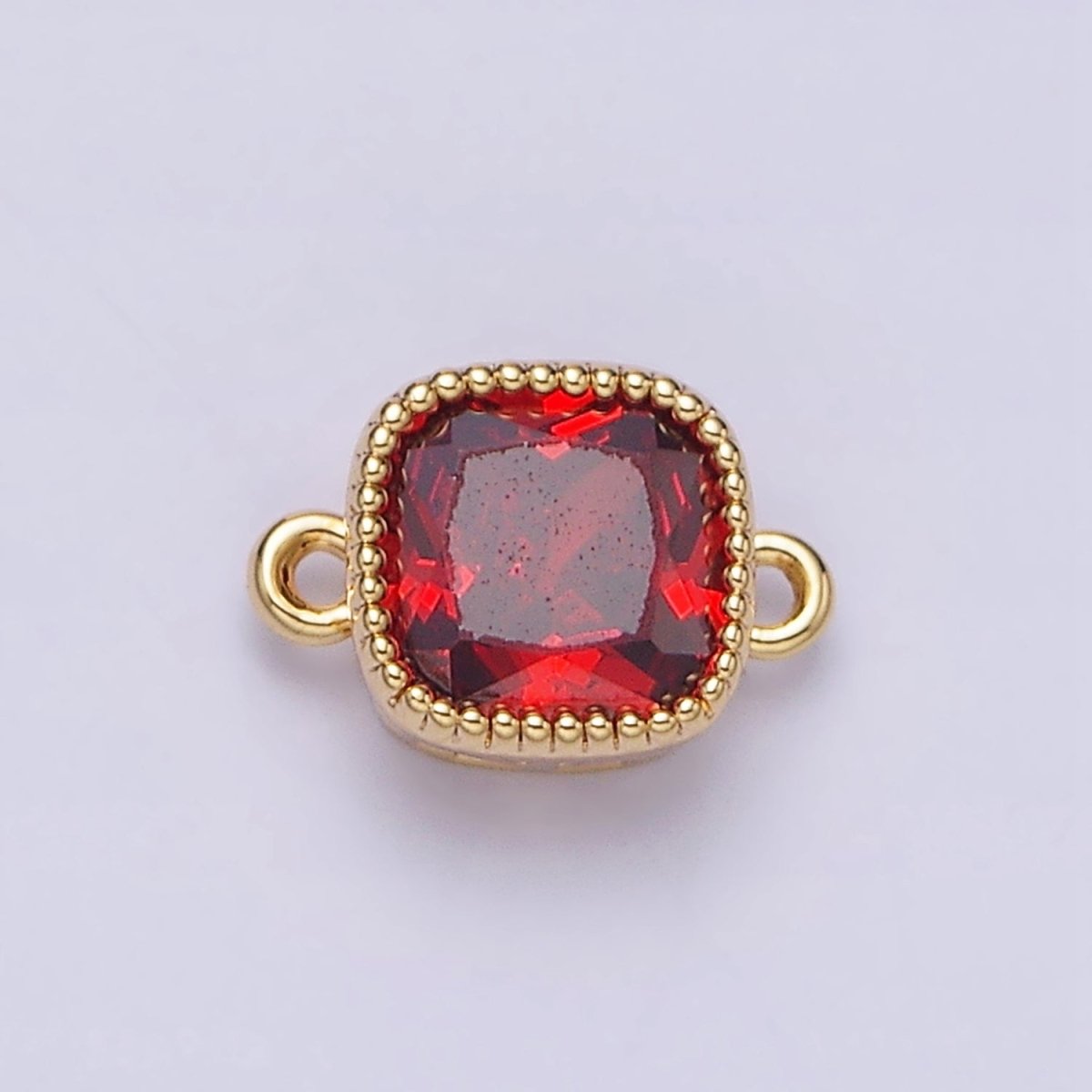 16K Gold Filled Square Clear, Pink, Red, Purple, Green, Peach CZ Connector in God & Silver | Y-896~Y-901
