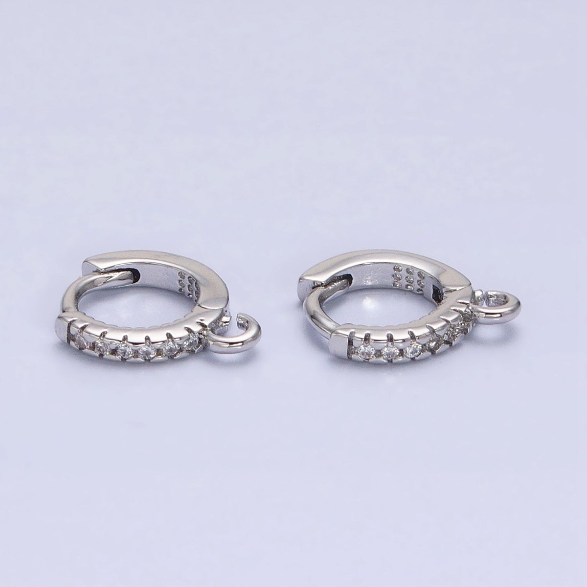 16K Gold Filled Thin Mini Clear Micro Paved CZ 10mm Cartilage Open Loop Huggie Earrings Supply In Gold & Silver | Z-220 Z-388