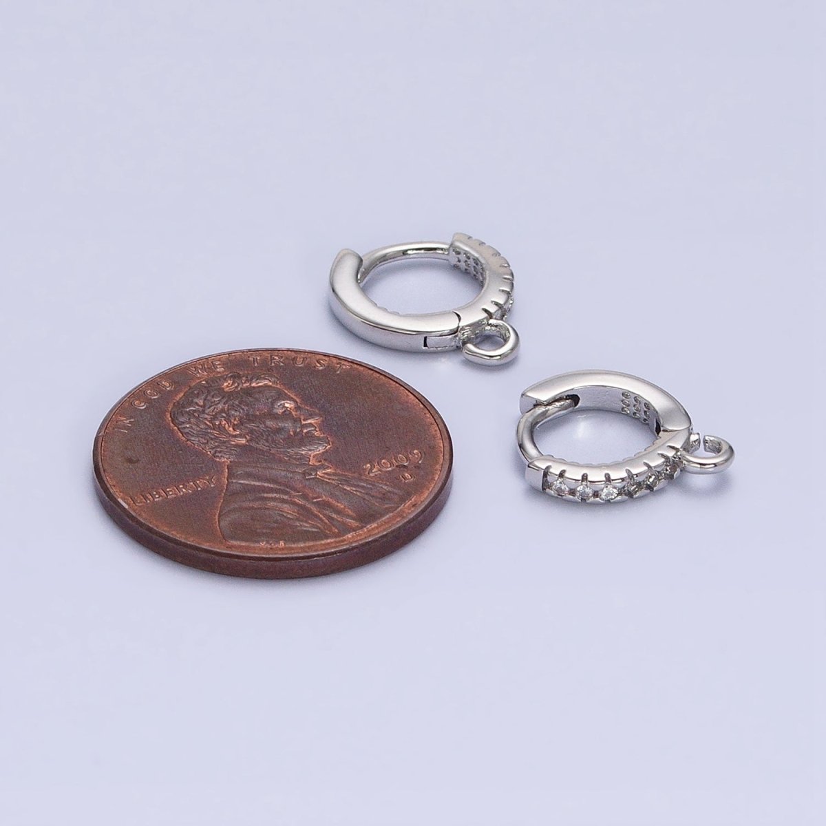 16K Gold Filled Thin Mini Clear Micro Paved CZ 10mm Cartilage Open Loop Huggie Earrings Supply In Gold & Silver | Z-220 Z-388