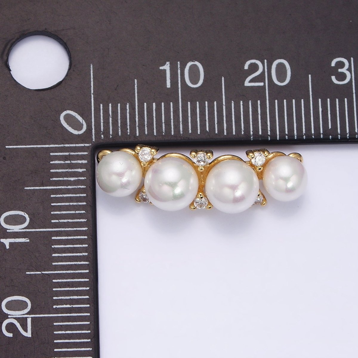 16K Gold Filled White Pearl Lined Curve Connector in Gold & Silver | Y-917