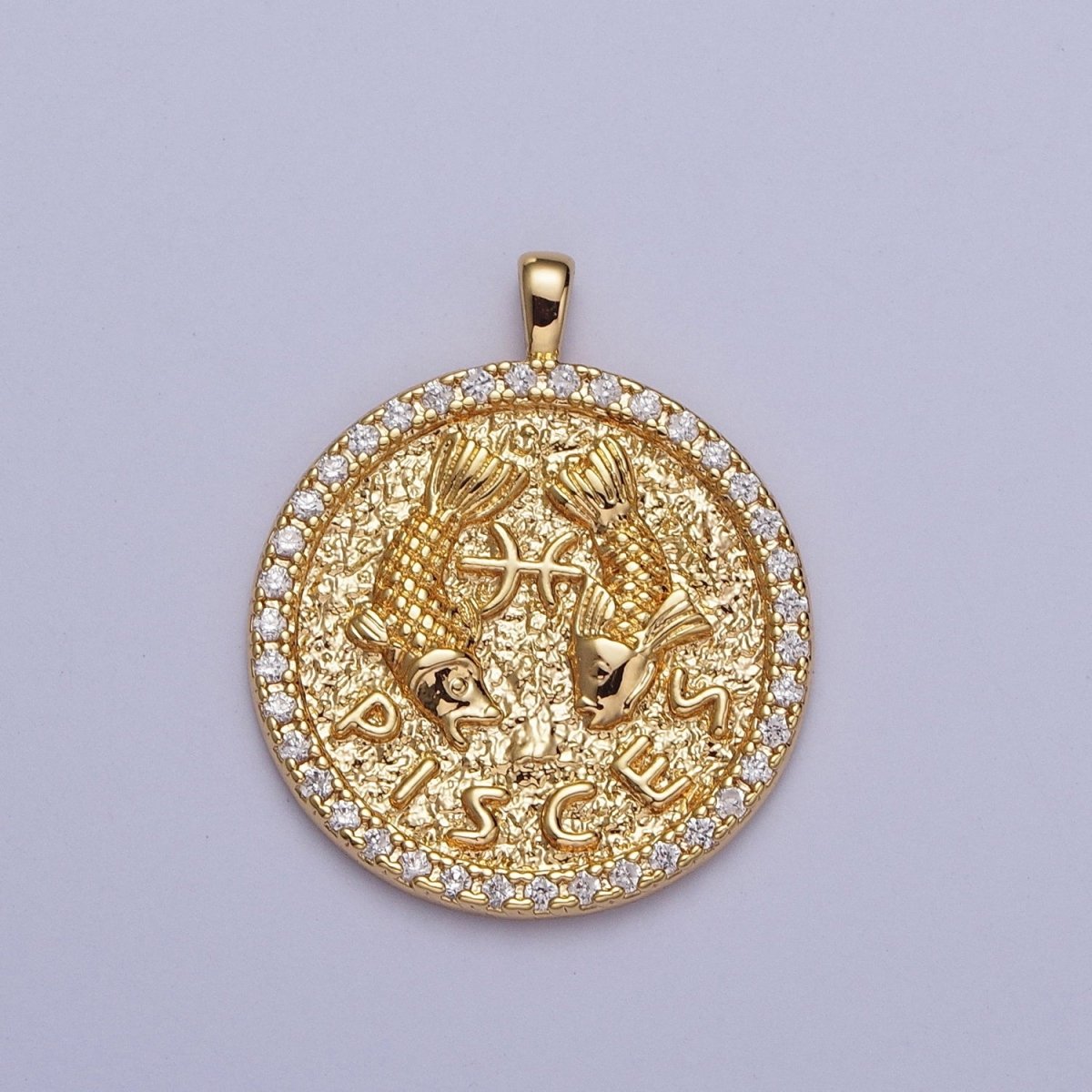 16K Gold Filled Zodiac Sign Astrology Personalized Birthday Micro Paved CZ Charms Pendants Medallion A-A1695-A-A1700