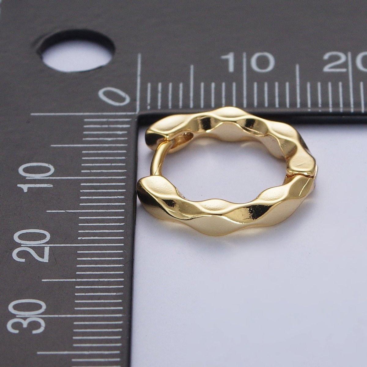 16mm Flat Twist Geometric Gold Huggie Hoops Earrings | AD-483