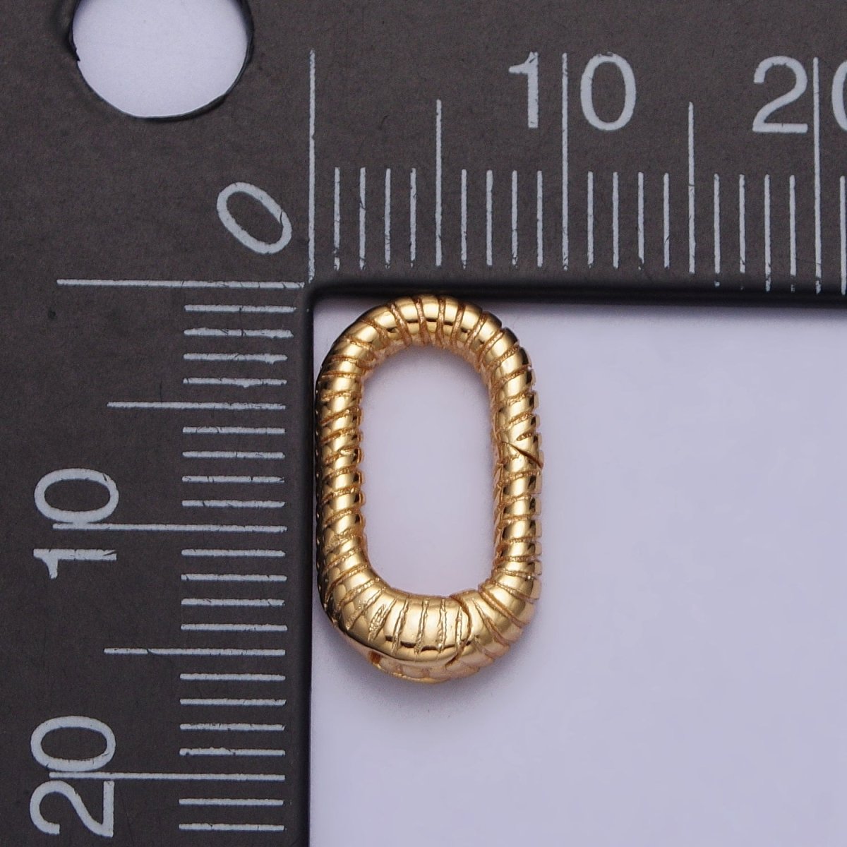 16mm Gold Textured Striped Oblong Push Spring Gate Ring Closure Enhancer Supply | Z-069