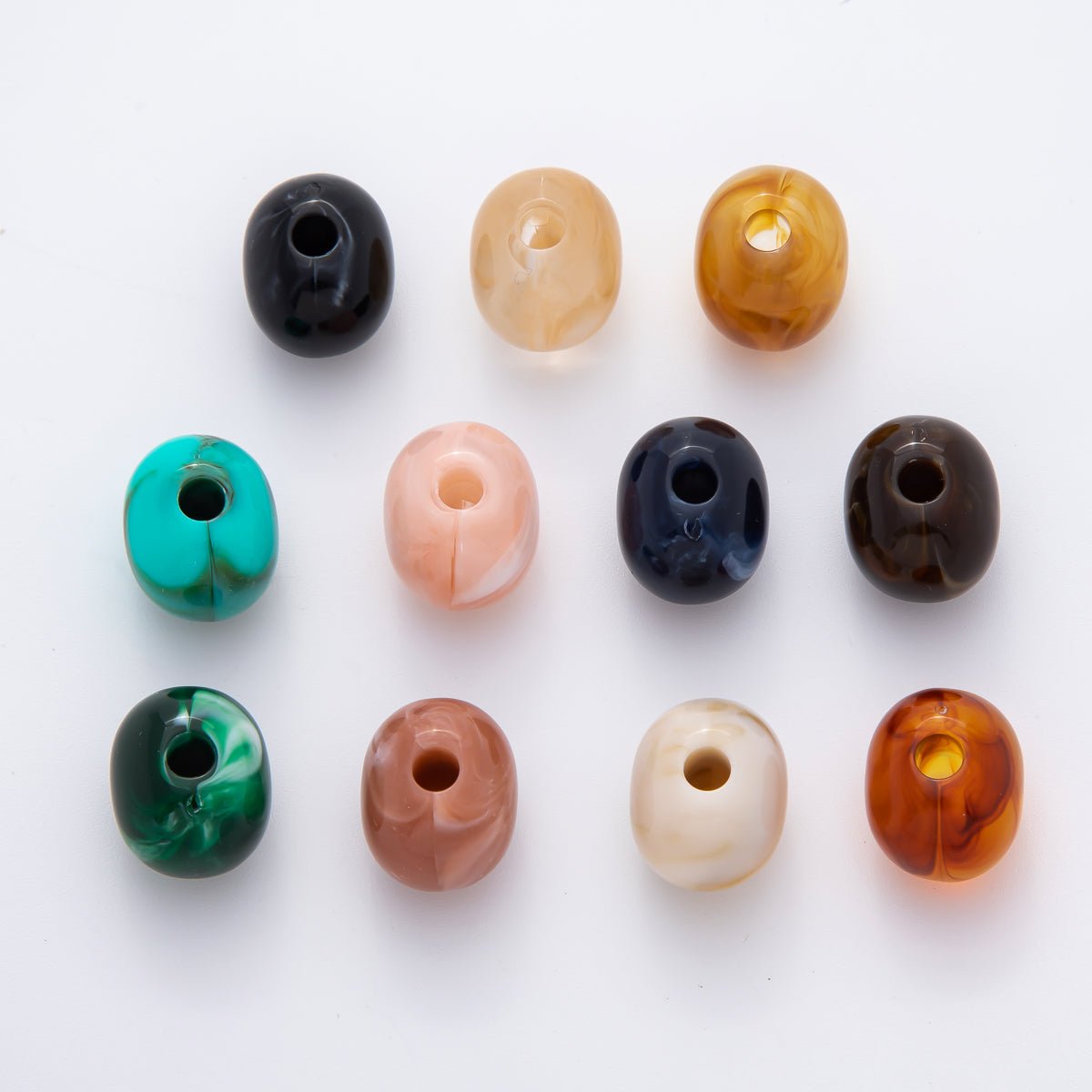 10x 16mm Pink, Champagne, Brown Resin Loose Tube Spacer Bead Set | AF1094 - AF1100, B018 B058 B085 B101