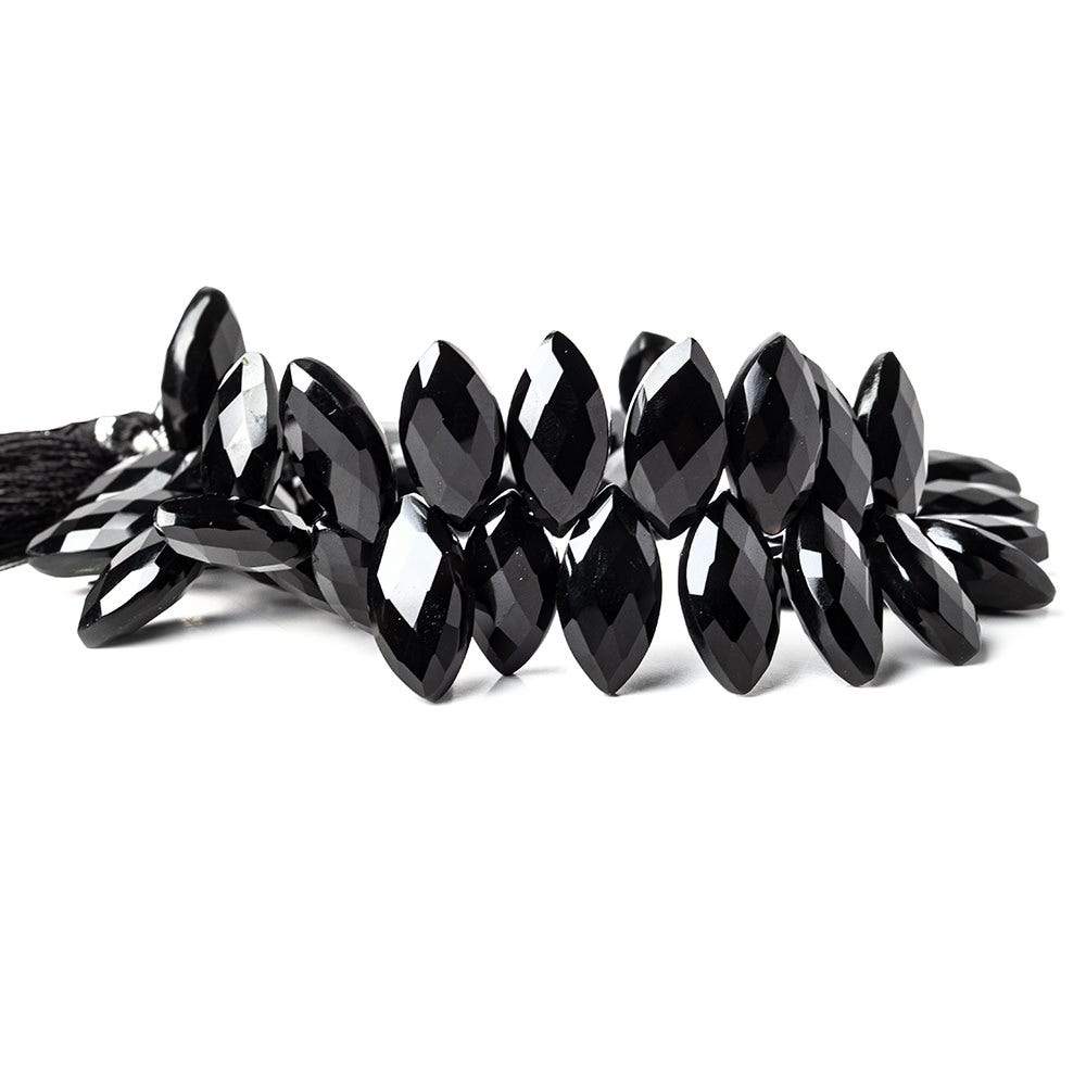 16x9-18x9mm Black Onyx top drilled faceted marquise beads 8.5 inch 43 pieces AAA