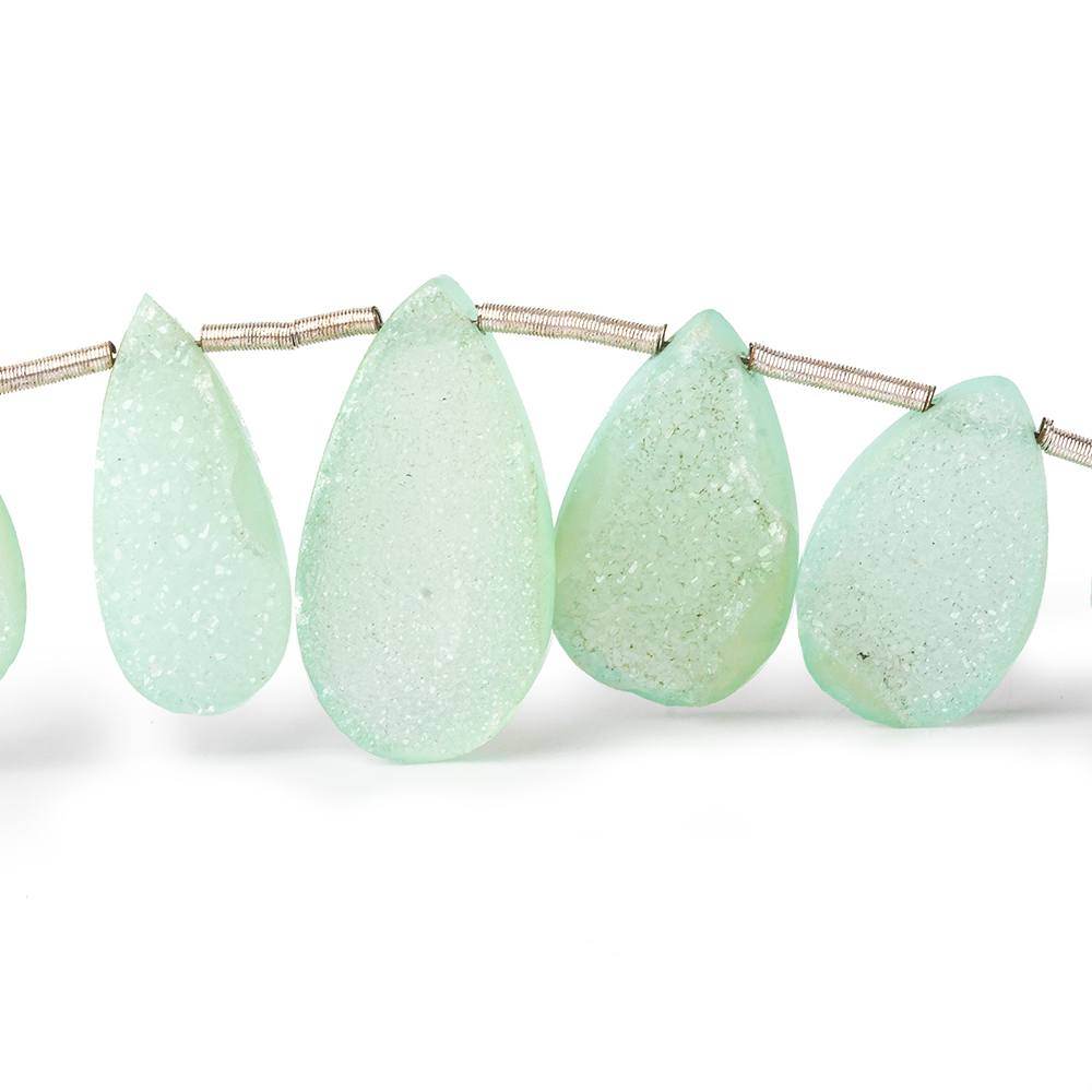 16x9-21x11mm Seafoam Green Drusy Agate Pear Beads 8 inch 16 pieces