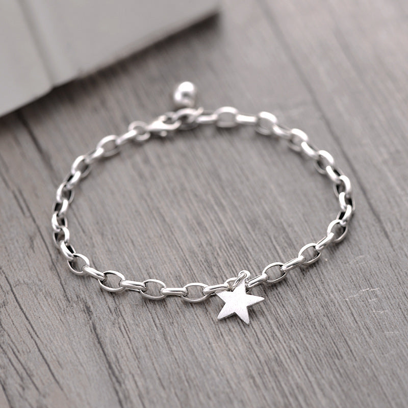 Women's Sterling Sier Five-pointed Star Design Simple Fashion Bracelets