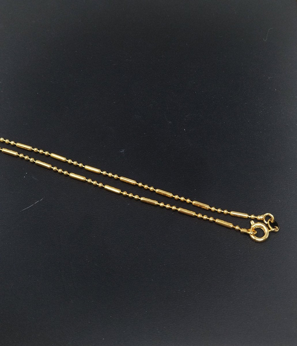17.5 inch Beaded Chain Necklace, 24K Gold Plated Bead Finished Necklace For Jewelry Making, Dainty 1.6mm Bead Necklace w/ Spring Ring | CN-273  Clearance Pricing