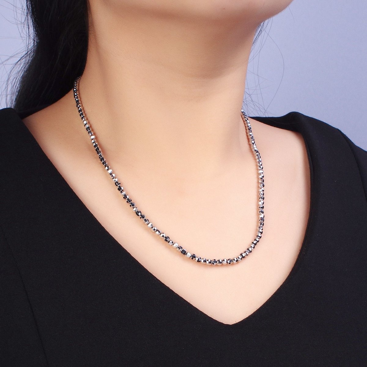 Gold, Silver 3.5mm, 3mm Multifaceted Ball Chain 17.5 Inch Necklace w. Extender | WA-01564 ~ WA-01567 Clearance Pricing