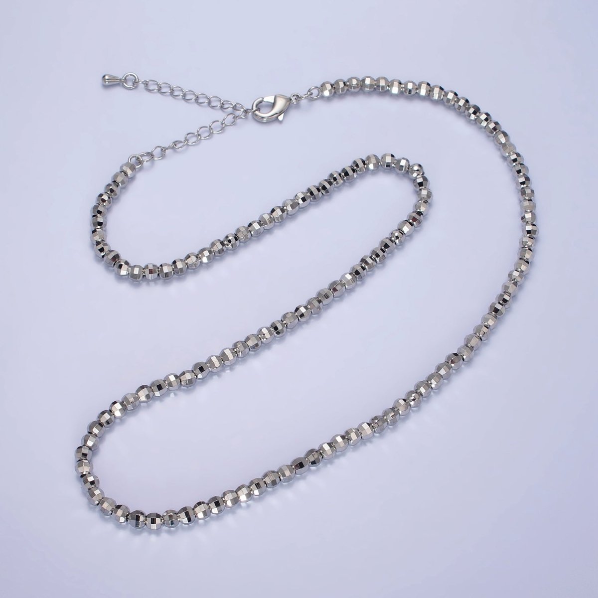 Gold, Silver 3.5mm, 3mm Multifaceted Ball Chain 17.5 Inch Necklace w. Extender | WA-01564 ~ WA-01567 Clearance Pricing