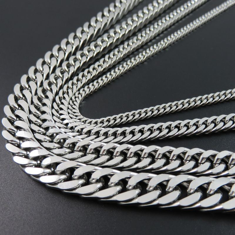 Cuban Denim Stainless Steel Double Buckle Chain Four-sided Grinding Titanium Necklaces
