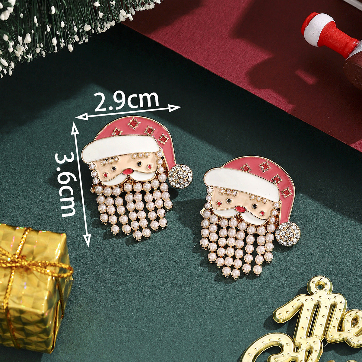 Cross-Border Personalized Christmas Alloy Earrings Christmas Hat Colorful Star Dot Diamond Christmas Tree Elk Gingerbread Man Earrings