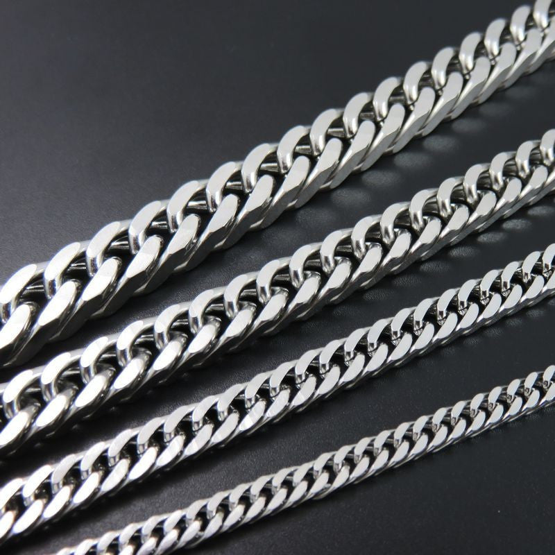 Cuban Denim Stainless Steel Double Buckle Chain Four-sided Grinding Titanium Necklaces