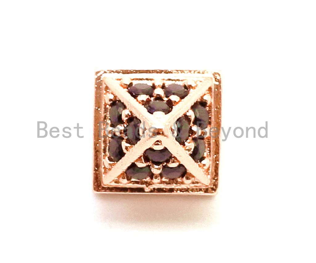 CZ Pyramid Spacer Black Micro Pave Beads, Cubic Zirconia Spacer Beads,Sku#G120