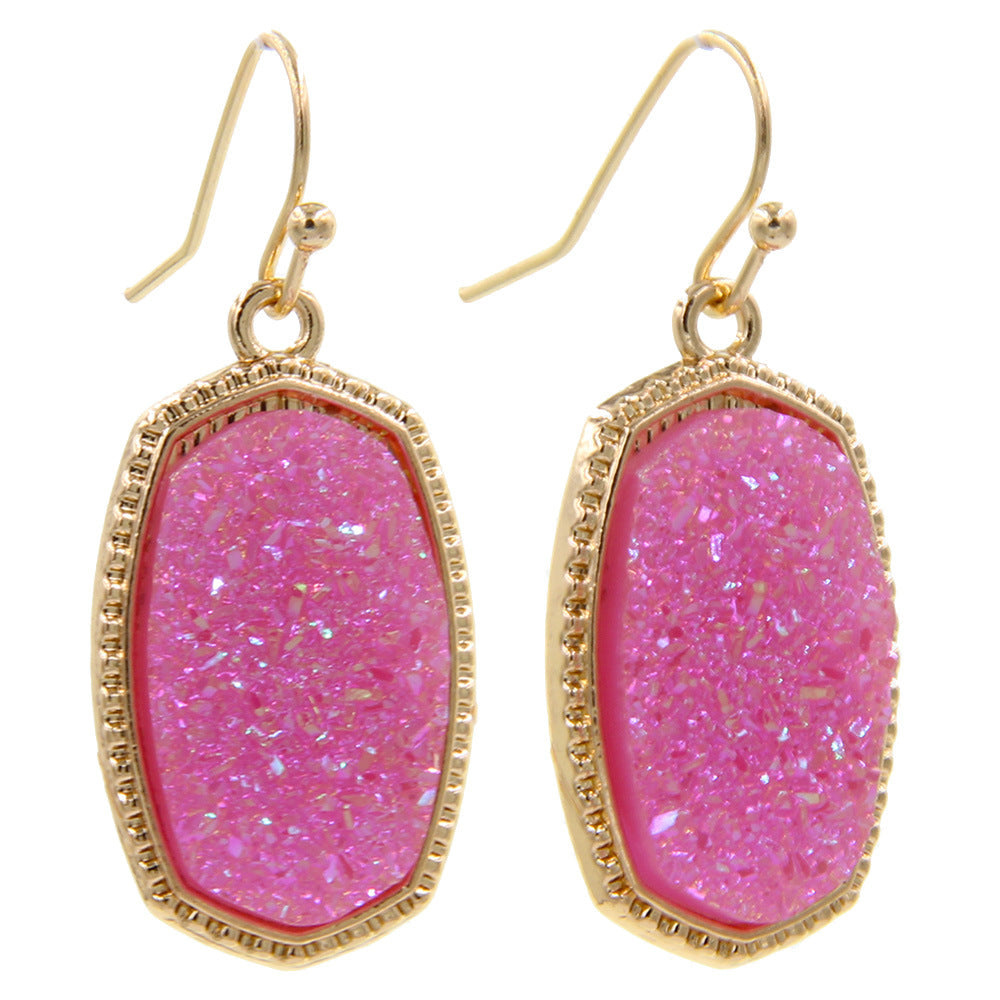 Gold Imitation Vug Gem Oval Clavicle Chain Jewelry Set