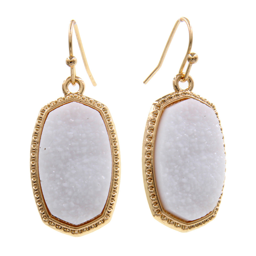 Gold Imitation Vug Gem Oval Clavicle Chain Jewelry Set