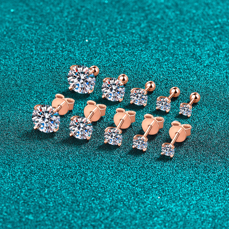S925 Sterling Silver Four-Claw Champagne Gold Earrings
