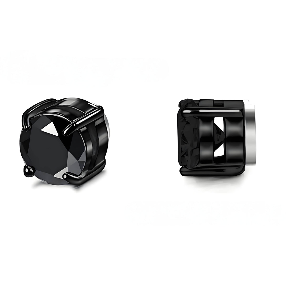 Magnetic Stud Earrings for Men Women Unisex, Non-Piercing Clip On CZ Studs, 6/8mm 4-Prong Round Stainless Steel
