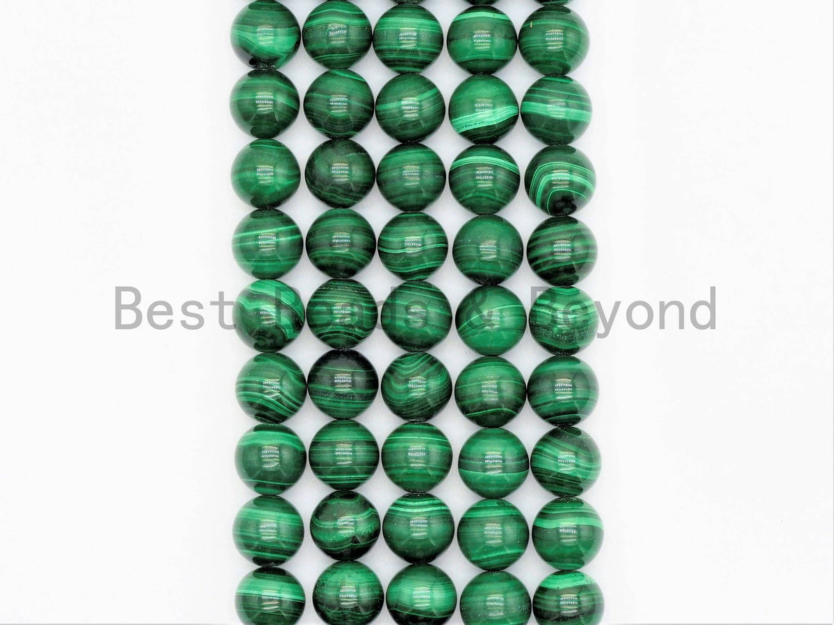 High Quality Natural Smooth Malachite Round Beads, 6mm/8mm/10mm/12mm/14mm, Green Gemstones Beads,Malachite Beads,15.5" Full Strand,SKU#U335