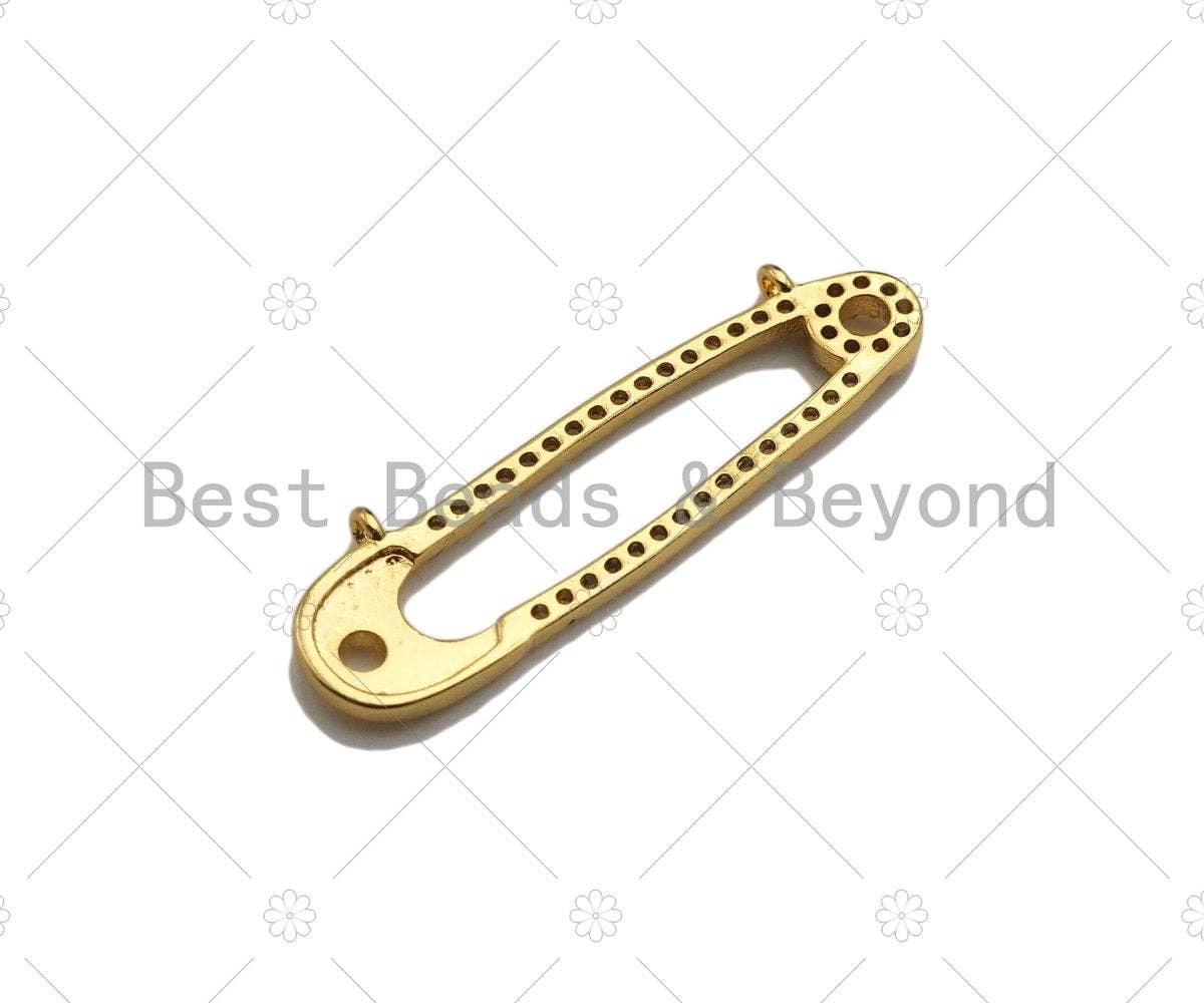 CZ Micro Pave Safety Pin Shape Pendant,sku#L282