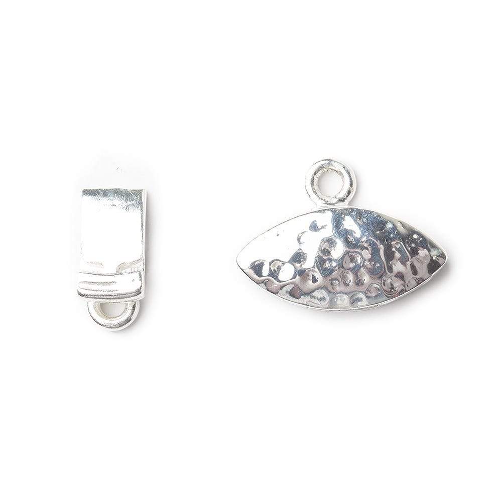17mm Sterling Silver Box Clasp Marquise Hammered Design 1 piece
