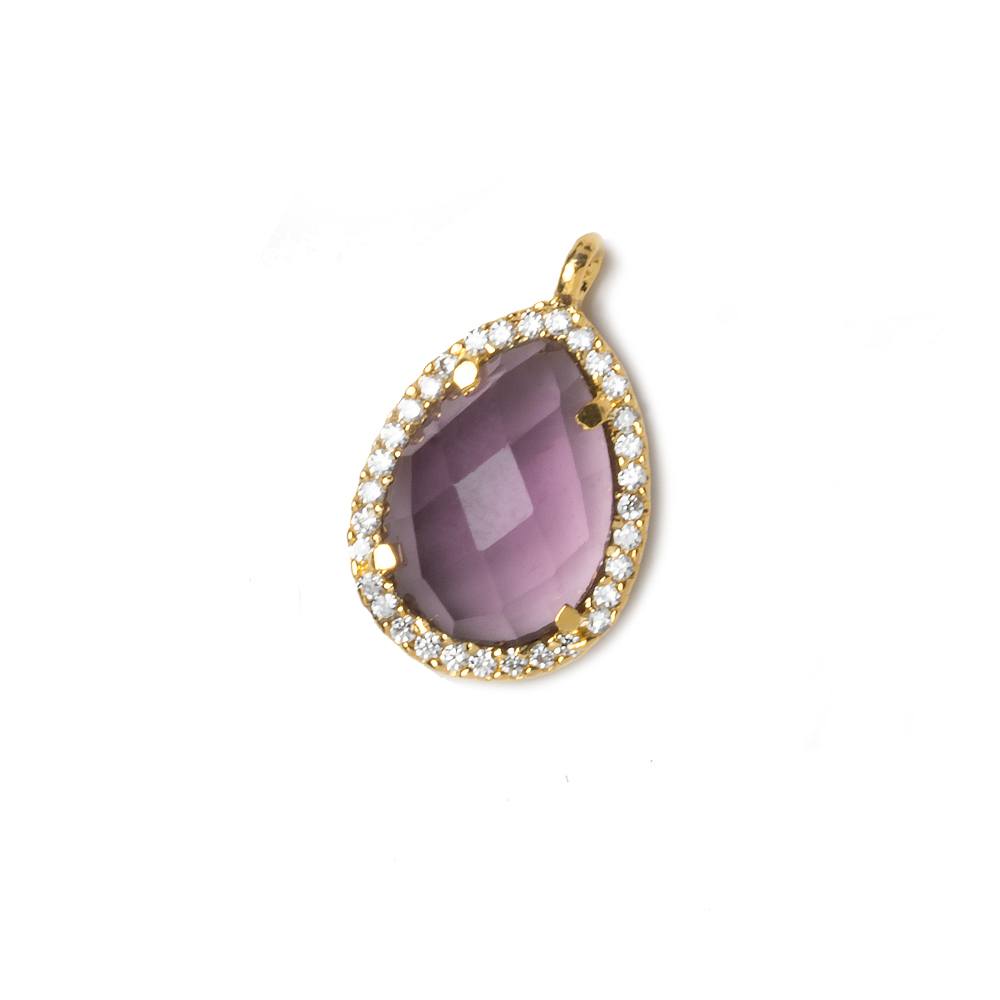 17x13mm Vermeil CZ Bezel Purple Hydro Quartz Faceted Pear Pendant 1 piece