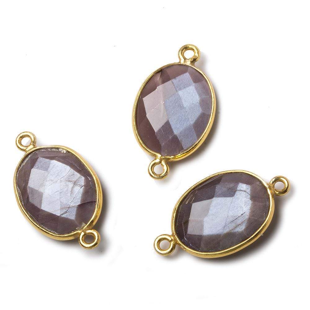 17x13mm Vermeil Bezel Chocolate Moonstone Faceted Oval Connector 1 piece