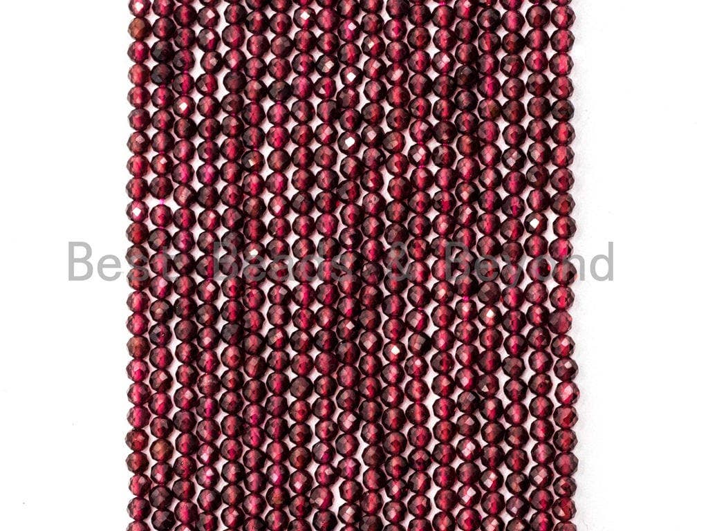 High Quality Natural Garnet Round Faceted beads, 2mm/3mm Tiny Sparkle Round Gemstone Beads, 15.5inch strand, SKU#U74